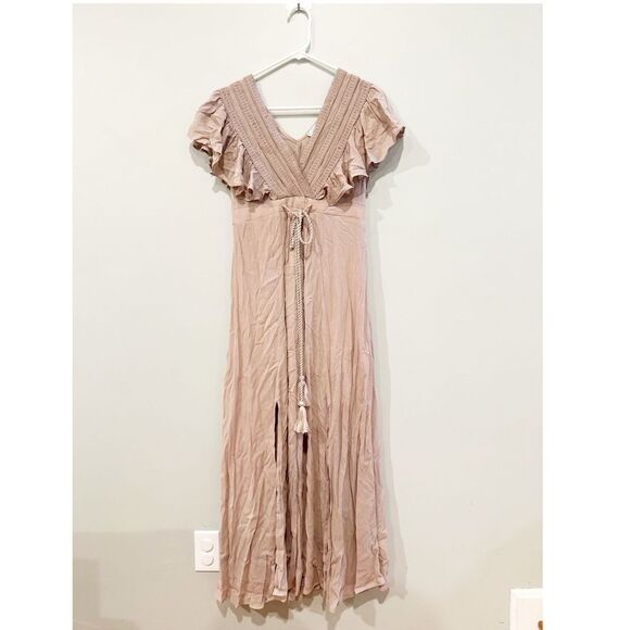 Baltic born Jennifer deep v-neck maxi dress sand - Picture 4 of 5